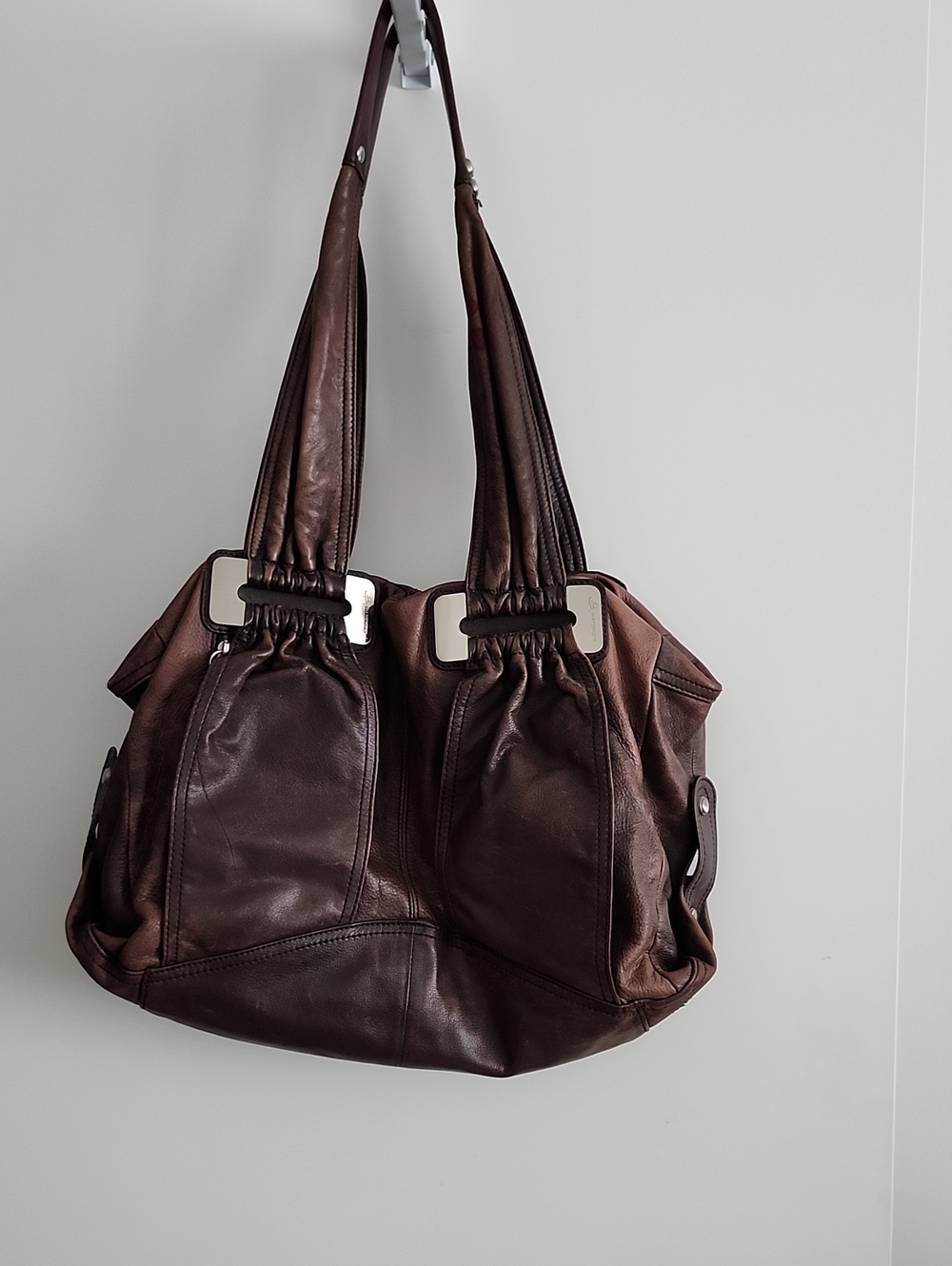 B Makowsky Luxury Brown Leather Shoulder Bag - Classic Women’s Tote